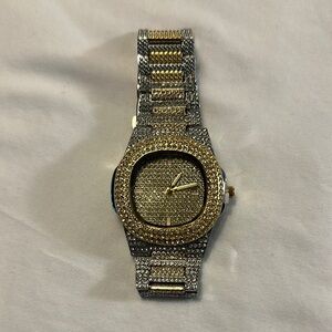 Gold and Silver Watch with Crystal Accents